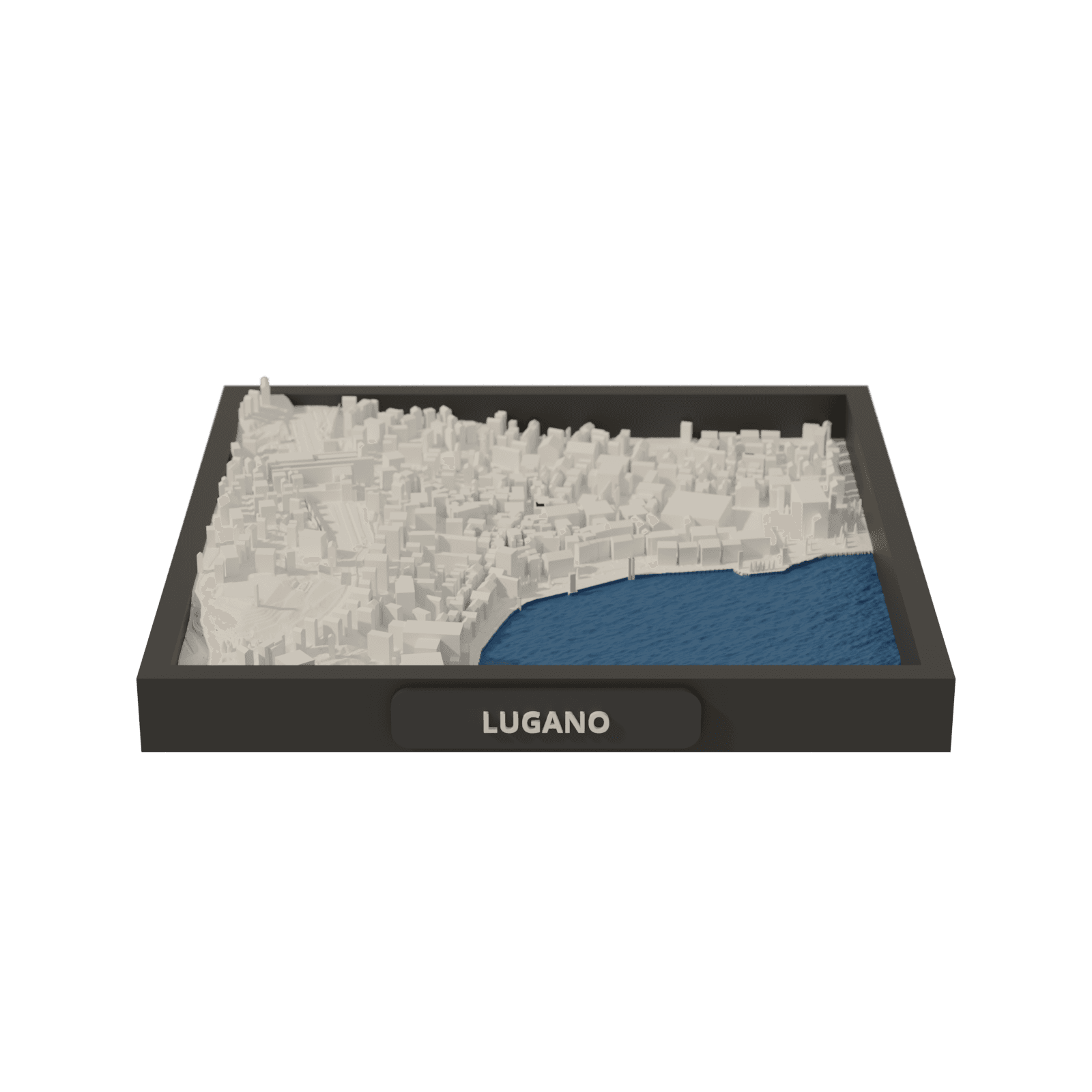 Custom 3D Terrain Model with frame and Morcote name plate